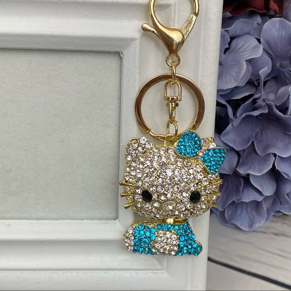 Hello Kitty with Blue Crystal Dress & Bow Keychain Charm - Picture 2 of 13